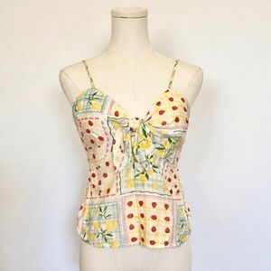 Strawberry Lemon Cami Top Womens Medium Babydoll Cottagecore Y2K Picnic Festival